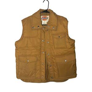 Vintage Dickies Insulated Work Vest Tan Nylon Snap Front Men’s 80s/90s